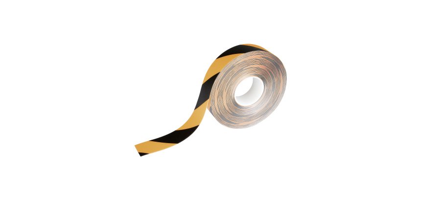 Cinta removible para suelo Duraline negro-amarillo 50 mm x 15 m