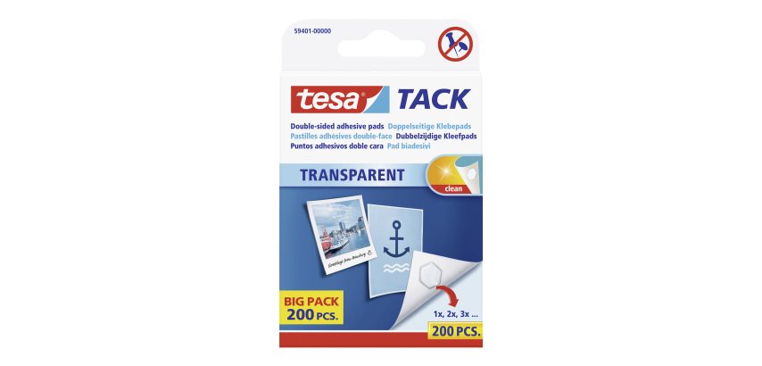 Pastilles adhésives Tesa transparentes - Boite de 200