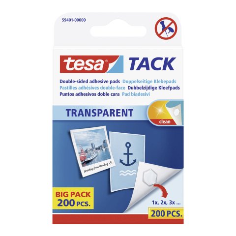 Puntos adhesivos transparentes Tesa - Caja de 200
