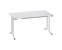 Table rectangulaire pliante plateau gris clair L 140 x P 70 cm - Classique - piétement aluminium
