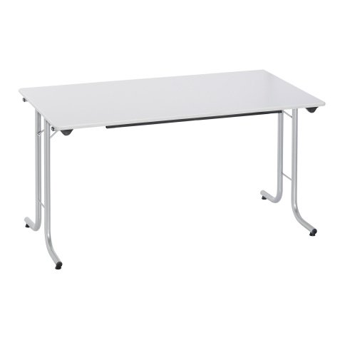 Table rectangulaire pliante plateau gris clair L 140 x P 70 cm - Classique
