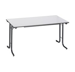 Mesa de reunión plegable rectangular clásica An 140 x Fon 70 cm gris patas negras