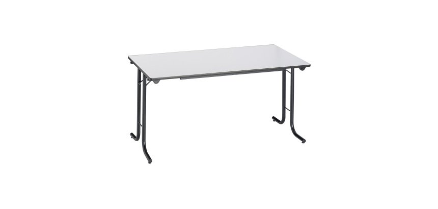 Table rectangulaire pliante plateau gris clair L 140 x P 70 cm - Classique