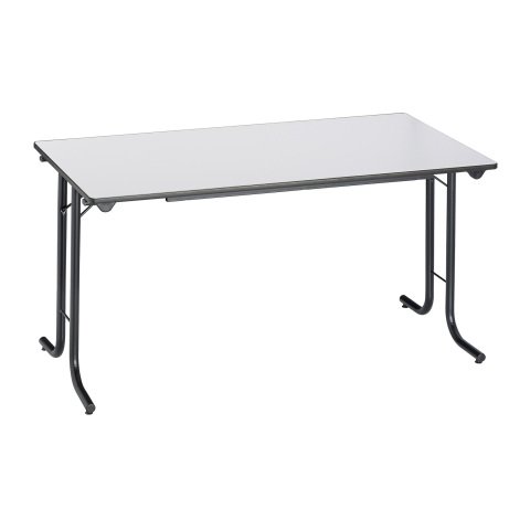 Mesa de reunión plegable rectangular clásica An 140 x Fon 70 cm gris patas negras