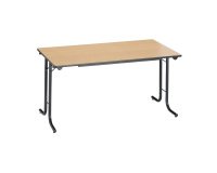 Mesa de reunión plegable rectangular clásica An 140 x Fon 70 cm haya patas negras