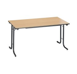 Mesa de reunión plegable rectangular clásica An 140 x Fon 70 cm haya patas negras