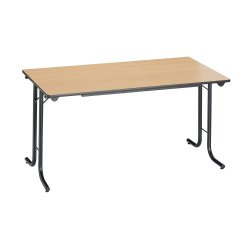Table rectangulaire pliante plateau hêtre L 140 x P 70 cm - Classique - piétement noir