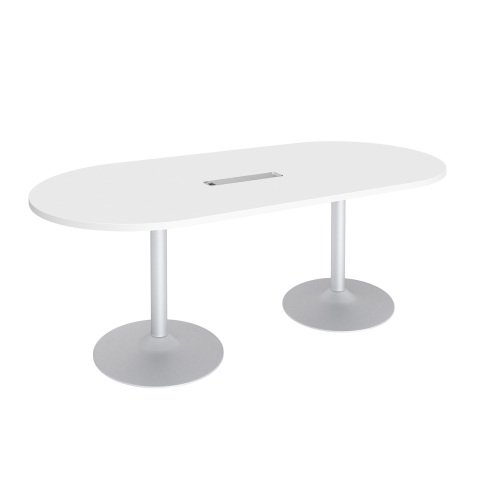 Mesa de Reunión Ovalada Blanco Excellens, patas aluminio