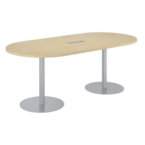 Table de réunion ovale L 210 cm plateau hêtre piètement colonnes Essens