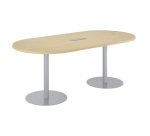 Table de réunion ovale L 210 cm piètement colonne métal avec top access Excellens