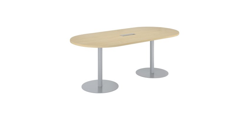 Table de réunion ovale L 210 cm piètement colonne métal avec top access Excellens