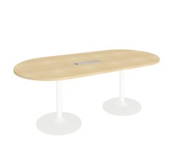 Table de réunion ovale L 210 cm piètement colonne métal avec top access Excellens