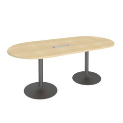 Table de réunion ovale L 210 cm plateau hêtre piètement colonnes Essens