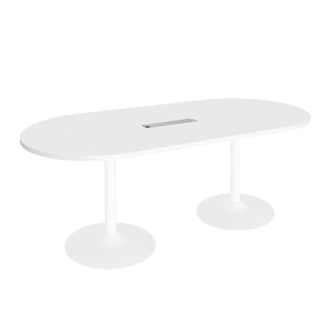 Mesa de Reunión Ovalada Blanco Excellens, patas blancas