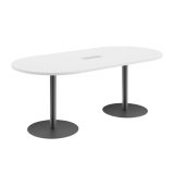 Table de réunion ovale L 210 cm plateau blanc piètement colonnes Essens