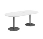 Table de réunion ovale L 210 cm plateau blanc piètement colonnes Essens