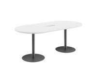 Table de réunion ovale L 210 cm plateau blanc piètement colonnes Essens