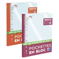 Pack 1 blok met 60 geperforeerde hoesjes Quick'in OXFORD 5/100e + 1 block met 40 geperforeerde hoesjes 9/100e gratis 