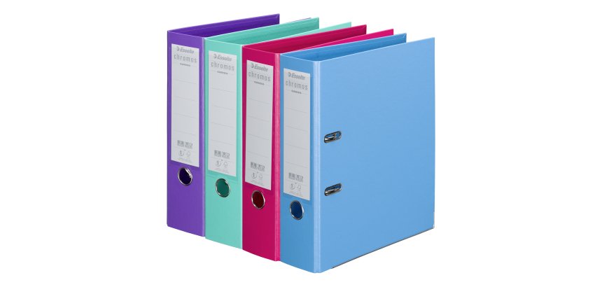 Classeur à levier cartonné Esselte Chromos Plus A4 - Dos 8 cm couleurs assorties tendance