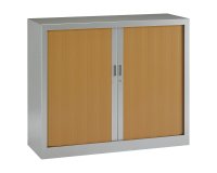 Armoire basse à rideaux monoblocs Generic 100 x 120 cm alu- merisier