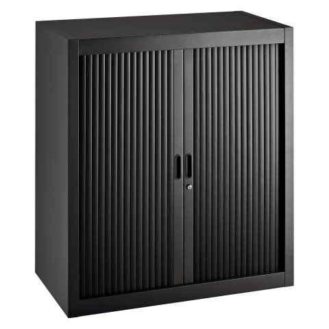 Armario de oficina metálico desmontable Budget Alt. 100 x An. 90 cm Negro Puerta persiana Negra