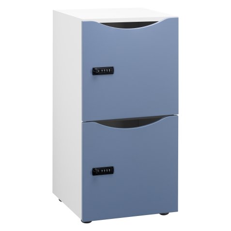 Casier de bureau Lockers 2 cases - Corps blanc - H 86 cm - portes laquées - Serrure à code