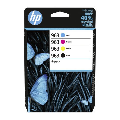 Pack HP 963 Tintenpatornen 1 schwarz + 3 Farben für Tintenstrahldrucker 