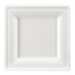 Einwegteller in Bagasse 26 x 26 cm weiß - Satz von 100