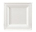 Assiette en canne à sucre 26 x 26 cm, blanche - Lot de 50