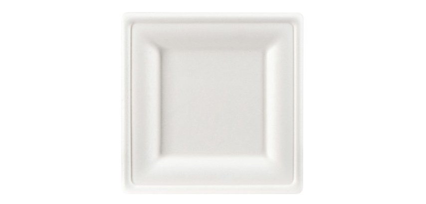 Disposable plate in bagasse 26 x 26 cm white - set of 100