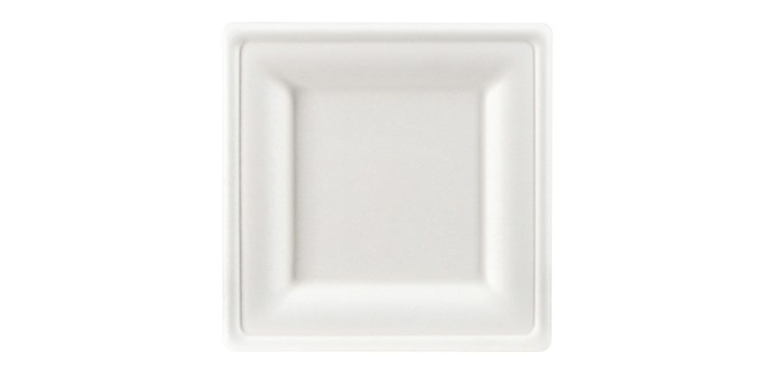 Assiette en canne à sucre 26 x 26 cm, blanche - Lot de 50