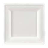 Einwegteller in Bagasse 20 x 20 cm weiß - Satz von 100