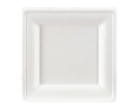 Plato de caña de azúcar 20 x 20 cm, blanco - Lote de 100