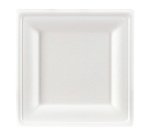 Assiette en canne à sucre 20 x 20 cm, blanche - Lot de 100