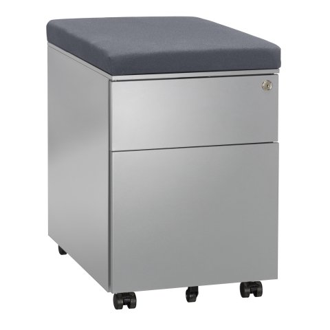 Cajonera móvil metálica Aluminio 2 cajones - Con cojín gris
