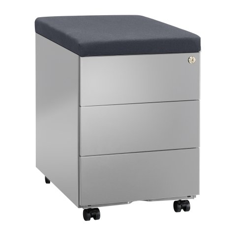 Cajonera móvil metálica Aluminio 3 cajones - Con cojín gris