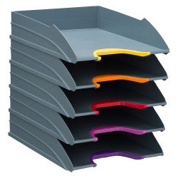 Lot de 5 corbeilles à courrier Durable Varicolor® gris