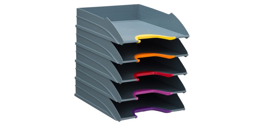 Lot de 5 corbeilles à courrier Durable Varicolor® gris