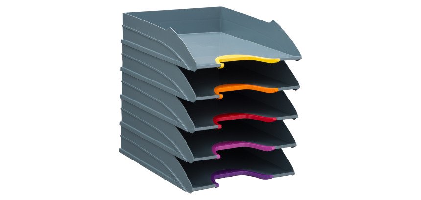 Lot de 5 corbeilles à courrier Durable Varicolor® gris
