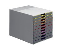 Module of durable Varicolor® 10-drawer filing cabinet with colored border