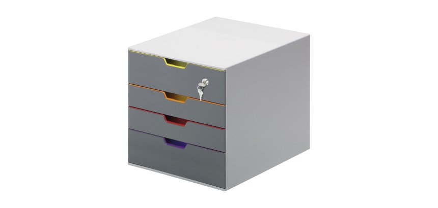 Module de classement Durable Varicolor® 4 tiroirs avec fermeture à clé