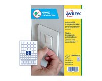 Etiquetas Avery adhesivas antibacterianas de poliéster transparente Cuadradas Mixtas 