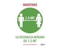 Señal de coronavirus impresa "Mantener la distancia mínima de 1,5 m"