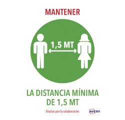 Señal de coronavirus impresa "Mantener la distancia mínima de 1,5 m"