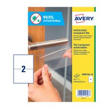 Etiquetas Avery adhesivas antibacterianas de poliéster transparente 199.6x143.5mm