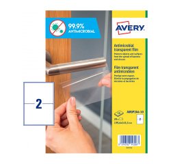Etiquetas Avery adhesivas antibacterianas de poliéster transparente 199.6x143.5mm