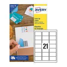 Etiquetas Avery adhesivas blancas cubrientes, 63,5 x 38, 1 mm -  L4613 - Paquete de 25