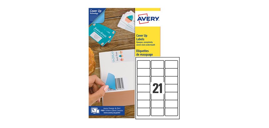 Etiquetas Avery adhesivas blancas cubrientes, 63,5 x 38, 1 mm -  L4613 - Paquete de 25