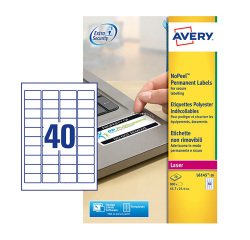 Etiquetas permanentes Avery 45,7 x 25,4 mm, láser L6145-20