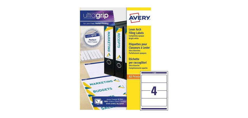 Etiquetas Avery blancas 192 x 61 mm Para Archivador -L4761 - Paquete de 25